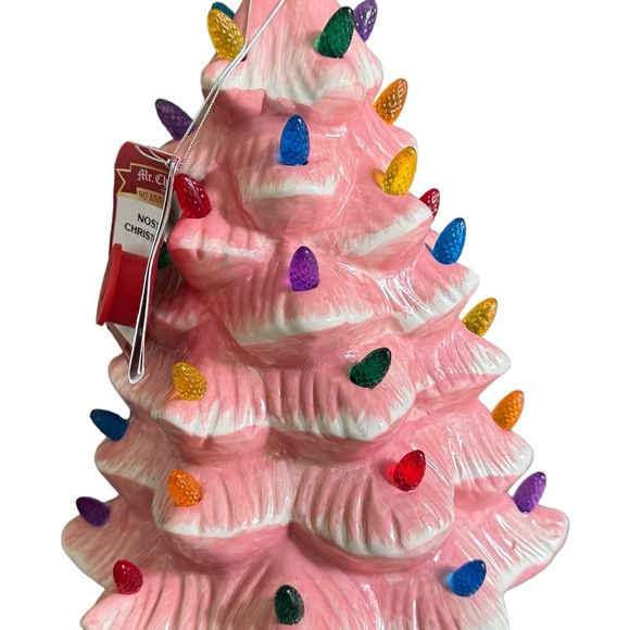 13” Ceramic Nostalgic valentine Tree Pink W ted blue purple & green Lights NWT - Picture 5 of 9